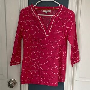 Boden Fuchsia and White Patterned Tunic